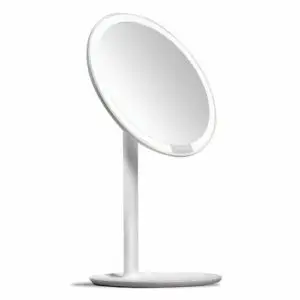 Amiro Lighted Makeup Mirror with Natural Daylight LED Lights, Adjustable Brightness, Rechargeable and Cordless, High Definition Countertop Vanity Mirror, White
