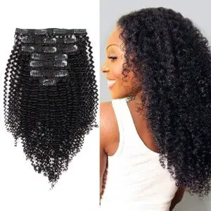 AmazingBeauty 8A Kinkys Curly Double Weft Thick Clip in Human Hair Extensions