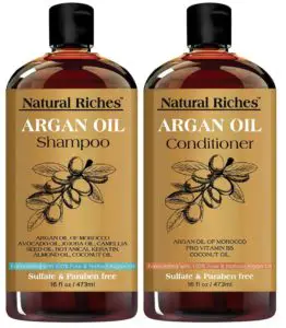 Natural Riches Moroccan Argan Oil Sulfate Free Shampoo & Conditioner Set for Men & Women