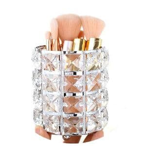 Pahdecor Handcrafted Crystal Rotating Makeup Brush Holder