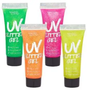 Splashes & Spills UV Glitter Body Glitter Gel Paints (4 Tubes)